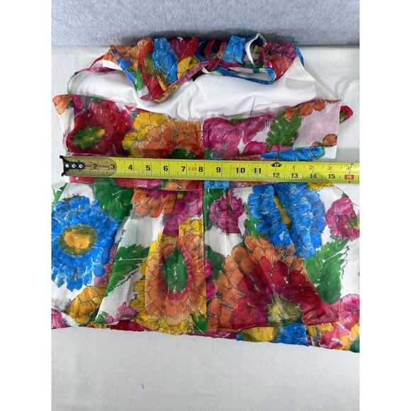 Women’s sz L Ruffle tropical Floral Print halter dress sundress night out - Picture 5 of 7
